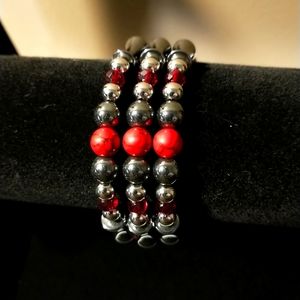 Hematite and Red Turquoise Jewelry